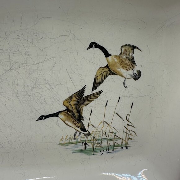 Vintage Lladró Porcelain Rectangular Serving Platter With Flying Geese Design - Picture 3 of 10